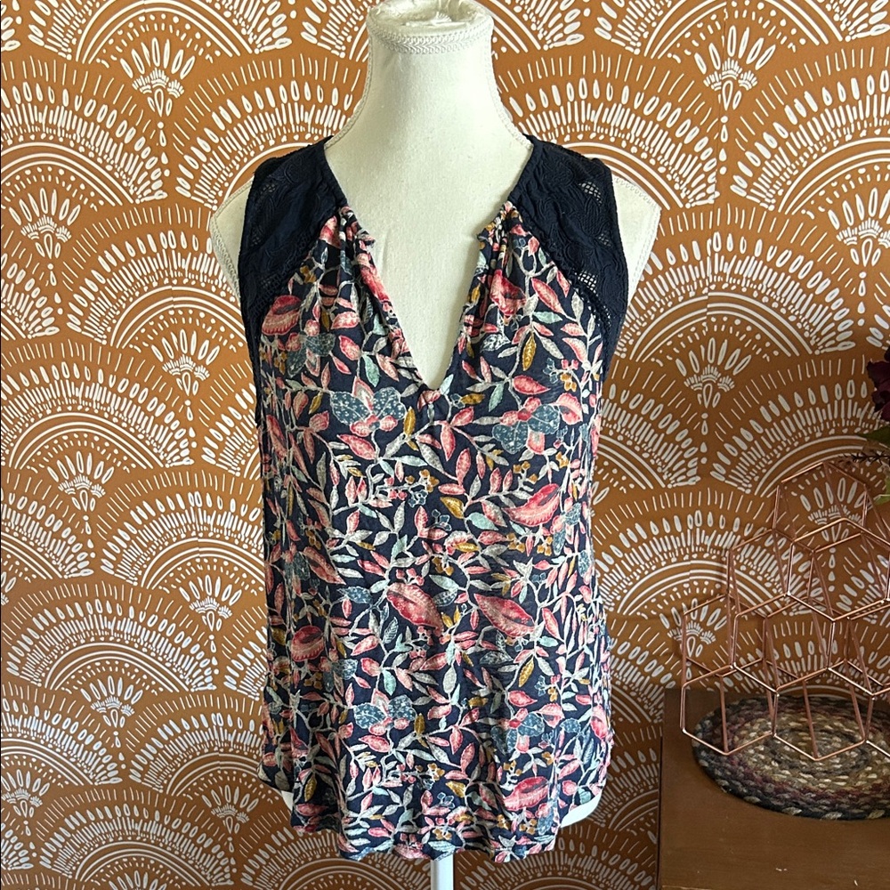 Lucky Brand Floral Top with Cutout